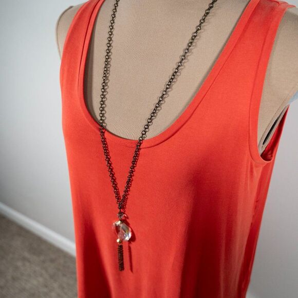 LOFT Petite Orange Mixed Media Tank - Picture 5 of 11
